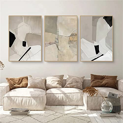 3er Poster Set Abstrakt Wandbilder Wohnzimmer Bilder Schwarz Aesthetic Bilder Set Moderne Leinwandbilder Wandposter OHNE Rahmen Schlafzimmer Decor (A,50x70 cm)