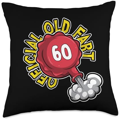 60th Birthday Official Old Fart Funny Red Whopee Cushion Throw Pillow