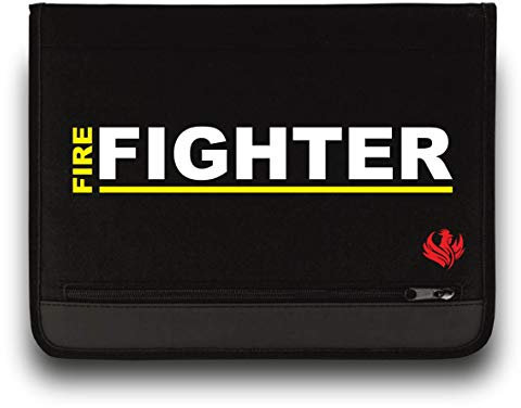 Feuerwehr Schreibmappe/Fire Fighter/Neongelb-Weiss/Roter Hahn 112 / Einsatzorganizer auch für THW Rettungsdienst Notarzt