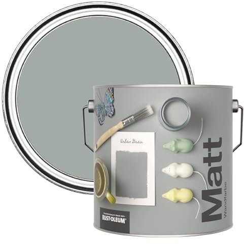 Rust-Oleum ultra strapazierfähige, extra deckende, abwaschbare, grau matte Wandfarbe - Urban Grau 2,5 Litres
