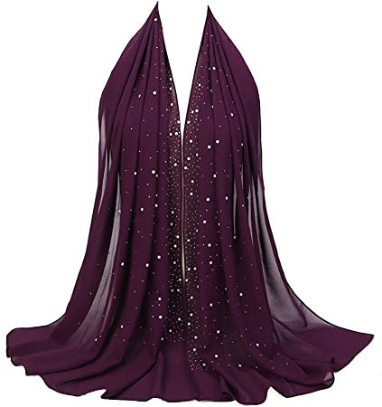 Hijab Kopftuch Damen Muslimisch - Strass Diamant Seidenweiche Chiffon Hijab - Moderne islamische Chiffon Kopftücher für Damen - Sonnenschutz Wrap Schals Turban für Damen Tuch Schal