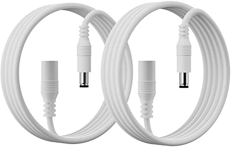 PAUTIX 2er-Pack 2M DC Verlängerungskabel 5,5 mm x 2,1 mm, universelles DC5-24V Verlängerungskabel für LED Streifen，Überwachungskamera,24V 12V-Stecker auf Buchse, Stecker versorgungs adapter (Weiß)