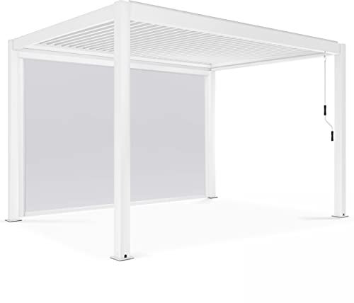 Oviala Pergola bioclimatique 3x4m autoportée avec 1 Store 3,73 x 2,34 m Blanc