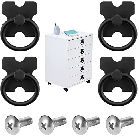 Leikedun 4 Pcs Drawer Knobs Vintage Black Drawer Handles and Ring Pull