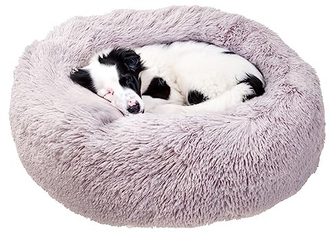 Ferplast Hundekissen Katzenschlafplatz Rund Flauschig Katzenkissen Weich Plüsch Katzenkorb 80 x 17 cm. Grau