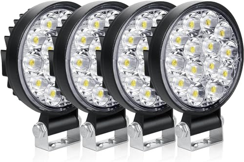 Willpower 4 Pcs LED Arbeitsscheinwerfer, 3.3 Zoll 42W Strahler led fernscheinwerfer, Led Scheinwerfer 12v für Auto Bagger Anhänger Traktoren LKW SUV offroad