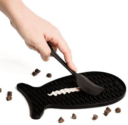 Minty&Marla® | Schleckmatten Set für Katzen | Katzen Leckmatte | Slow Feeder für Katzen | Katzen Schleckmatte aus lebensmittelechtem Silikon | Silikonmatte zum Schlecken für Katzen | Set Schwarz