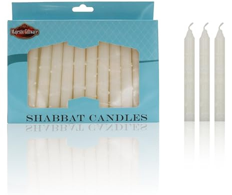 Majestic Giftware Confezione da 12 candele Shabbat – (SHC1) | Candele Shabbos tradizionali antigoccia realizzate a mano | Cera di alta qualità | Si adatta a portacandele standard (gocce bianche)