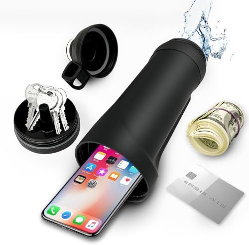 LetPetSet Diversion Safe Wasserflasche, 383 ml, mit Geheimfach, verstecktes Fach für Reisen, Strand, Auto, zur Aufbewahrung von Wertsachen, passend für iPhone 14–15, Weiß