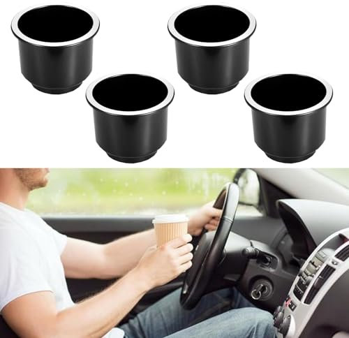 fasebeek Lot de 4 porte-gobelets multifonctionnels pour voiture, 11 x 9,2 cm, matériau ABS intégré, antidérapant, accessoire décoratif personnalisé, convient à la plupart des voitures, camping-cars