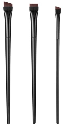 3 pcs Eyebrow Eyeliner Brush Set Tools for Eyeshadow Cosmetics Flat Thin Beveled Precision Eyeliner Brush for Eyeshadow Eyelashes Eyebrows Eyeliner Eye Makeup Cosmetics(Black)