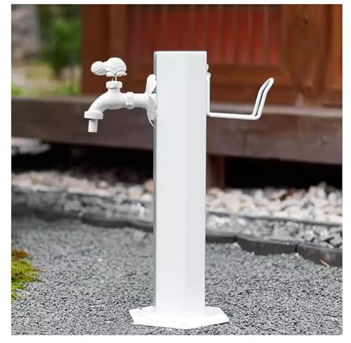 Edelstahl-Sechsecksäulen-Außenbrunnen-Gartenschlauchhalter mit Messinghahn, isolierte und frostsichere unabhängige Säule for den Gartenhof (Color : Style 1, Size : A)