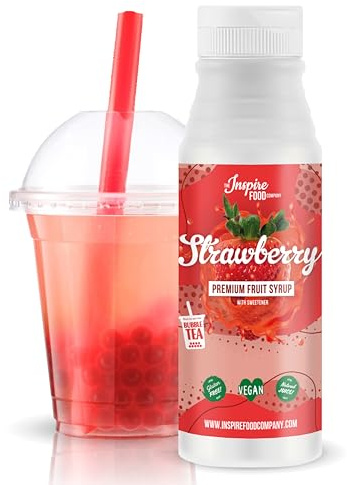 INSPIRE FOOD Sirop Bubble Tea Fraise - 300ml | Pur Jus de Fruit pour Bubble Tea, Boba Tea, Slushes & Ice-Blended | 100% végétarien, sans gluten