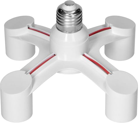 Miratic Adaptador para Fuente de Luz - Portalamparas E27 Techo - Casquillo Bombilla Compatible con Varias Bombillas y Lámparas (4xE27)
