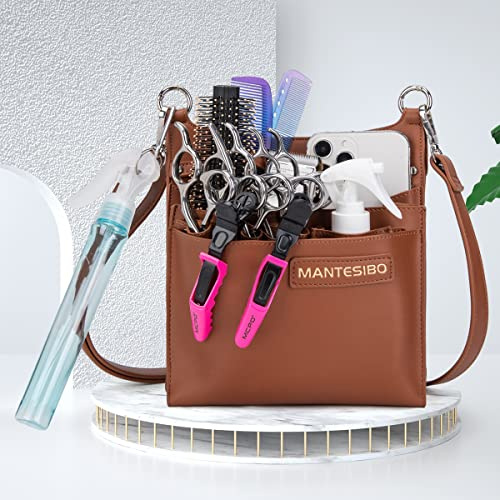 Niaoszhex Friseur Gürteltasche, Scherentasche, Barber Werkzeugtasche Friseurtasche Friseur Salon Schneide Tasche Friseurin für Friseursalon, Scheren, Kammaufbewahrung (LQ-IT Braun)