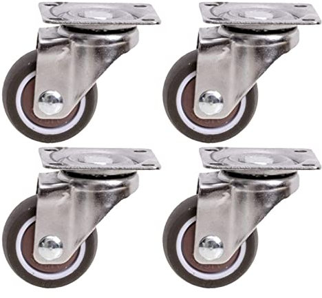Lenkrollen, drehbare Bürorollen, 4 x Lenkrollen, Möbelrollen mit Bremsen, Gummirollen (4 ohne Bremsen, 38 mm, 38 mm)