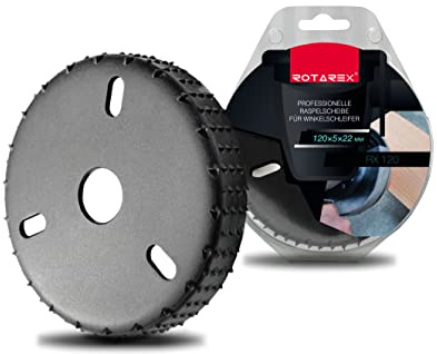 ROTAREX Schleifscheibe für Winkelschleifer 120 mm - Frässcheibe für Holz (Rillen) - Raspelscheibe aus Kohlenstoffstahl, Nitrocarburiert