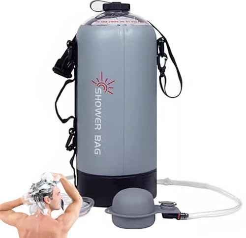 Camping-Duschtasche, Outdoor-Wasserduschtasche, tragbare Campingdusche, Duschtasche mit Fußpumpe 50 x 20 cm für einfachen Transport, Wandern, Strandnutzung und Genießen von Außenduschen bei Campingaus