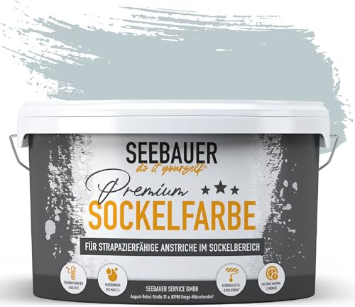 SEEBAUER diy Sockelfarbe Blau 5L für Außen (No. 805 Baltic Sea) Rissfüllende Spezialfarbe für Fassade, Sockel und Dach - Geeignet für Putz, Mauerwerk und Beton