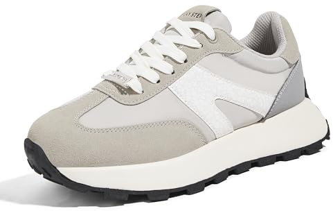 LUCKY STEP Zapatillas de Plataforma para Mujer – Clásicas y Retro, Zapatos de Moda con Cordones para Correr, Tenis y Uso Diario