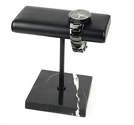 Tyvotrend klockställ, armbandstativ display, T-bar armbandshållare smyckesorganisatör, klockhållare organisatör med svart marmorbas, klockförvaring för män, svart