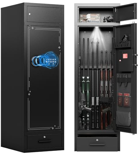 KAER 15-17 Gun Safe Rifle Safe Big Capacity Large Gun Safe for Rifle and Pistols Gun Cabinet for Home,Long Gun Safes for Shotguns with Handgun Rack,Rifle Rack,Drawer(Unassembled)