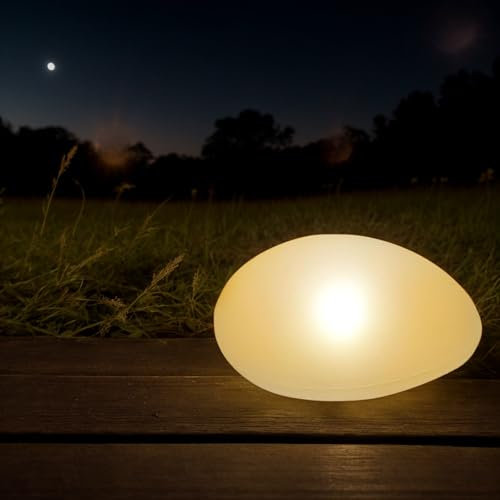 SC-Daily Solar Lights Outdoor Waterproof Solar Pebble Rock Garden Lights Decorative with Warm Light LED, IP65 Waterproof, for Garden terraces Yard Path Decoration(Mini Pebble,1 Pack)