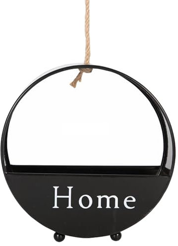 Sertay Metallo Appeso Vasi Fiori, Secchio Fiori Forma Anello, Piantare Vaso Sospeso, Cesti Appesi Interno, Adatto per la Decorazione della Parete Come Soggiorno, Camera da Letto, Portico (Nero)