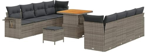 vidaXL Trädgårdsoffset med lagring 11 pcs Grå Poly rattan, Trädgård och Terrass, Modern Uteplats, Hållbar Rattansoffa, Flexibla Moduler, Väderbeständiga Möbler
