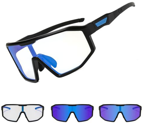 Suertree Selbsttönend Fahrradbrille Photochromatische Herren Damen Sportsonnenbrille Transprante Gläser Klar Radsport Radfahren MTB