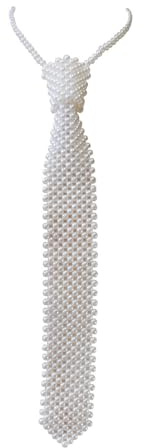 UPSTORE White Artificial Pearl Neck Tie for Women Handmade Beaded Shirt Necklace Ladies Fashion Necktie Party Wear Accessory