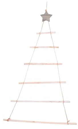 DECOMELODY Holzleiter Wanddeko Weihnachtsbaum aus Naturholz mit Seil Verbindungsstücken Kreative Christbaumschmuck Wanddekoration für Weihnachten Stabile DIY Tannenbaum Deko für Festliche