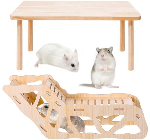 Maison Cochon d'Inde Bois avec Plateforme Hamster, Maison en Bois pour Hamster, Cabane Cochon d'Inde, Maison pour Cochon d'Inde avec échelle d'escalade, Maison Rongeur Maison de Hamster