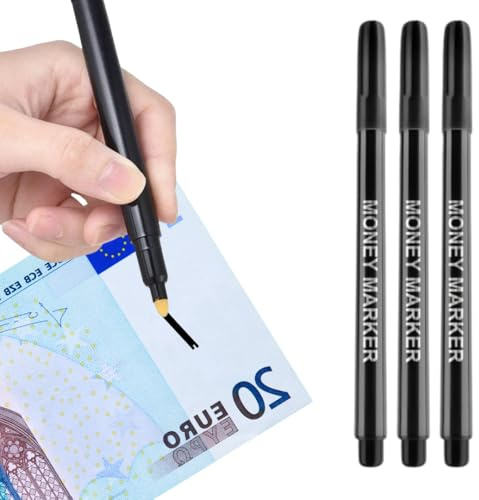 Générique Stylo Détecteur Faux Billets Lot de 3 - Résultat 2 Secondes - Euro Dollar - Marqueur Commerce Restaurant Banque