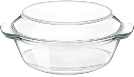 Casseruola di Vetro con Coperchio, 23.7 cm / 9.33 Pirofila Rotonda in Vetro, 1500 ml / 50.72 oz Casseruola, Può essere utilizzato nel Forno e nel Microonde