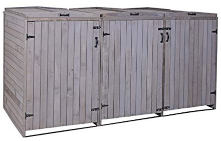 PROREGAL XL 3er-/6er-Mülltonnenverkleidung, HxBxT 126x237,5x98 cm, Anthrazit-Grau, Mülltonnenbox Mülltonnenabdeckung Holz