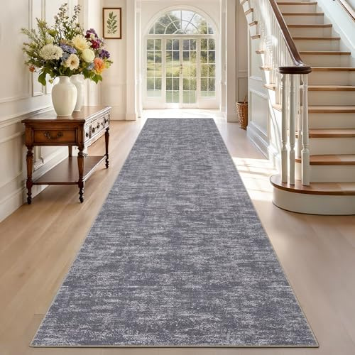 TEHWDAIYOU Alfombras de Pasillo Larga Alfombra Corredor 70 x 450 cm Antideslizante Alfombras de área Lavable Alfombra Pasillo Alfombra Cocina Lavable Alfombra Entrada Lavanderia Gris