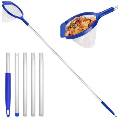 GMMG Retino Piscina Pulizia Foglie Retina Raccogli Foglie Stabile Rete a Maglia Fine dello Skimmer con Asta Telescopica per per Laghetto Piscina Fontana(150 cm)
