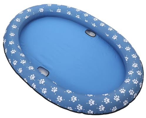 Colchón Flotante Inflable para Mascotas Azul, Portátil y Plegable | Oxford y Pvc, para Perros y Otros Animales, Uso en Piscina o Estanque, Accesorios Aleatorios