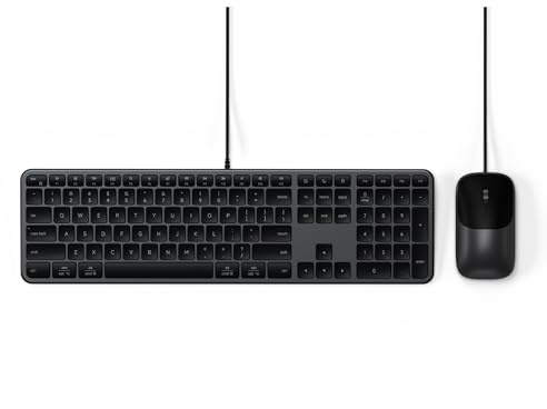 SATECHI Combo Clavier et Souris Filaire Slim CLX3, QWERTY US, Noir Sidéral | Distribution Américaine, clavier et souris filaires, USB-C Plug and Play, pour Mac, PC Windows et Android