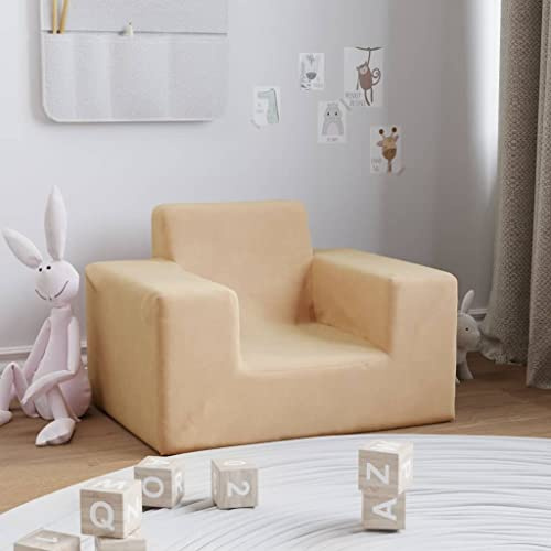LoogCape Sofá infantil color crema suave felpa muebles para habitación infantil cómodo asiento para niños pequeños para relajarse leyendo y jugar, con funda extraíble y material duradero