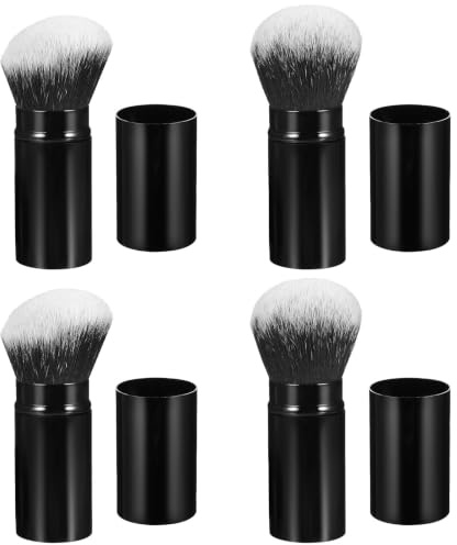 Mipcase 4 st. utdragbara puderborstar för resor, foundationborste för | Professionellt sminkverktyg, vinklat och runt huvud för att blanda flytande rouge, bronzer-polering, kosmetika, lätt