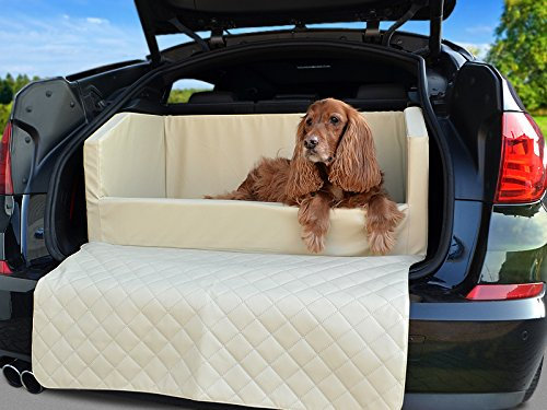 Travelmat PLUS Kofferraum Hundebett fürs Auto VISCO-Spezialschaumstoff Kunstleder Creme 90 x 70cm