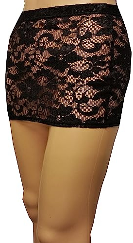 Style Plus Women See Through LACE Micro Mini Skirt Size 6 to 18 (18) Black