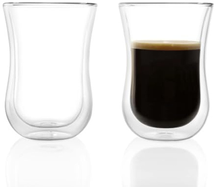 Stölzle Lausitz Coffee 'N More Glasses Set of 2 I Thermal Glasses Double-Walled Suitable as Tea Glasses, Cappuccino Glasses and Coffee Glasses I Latte Macchiato Glasses Double Walled - 230 ml, Clear