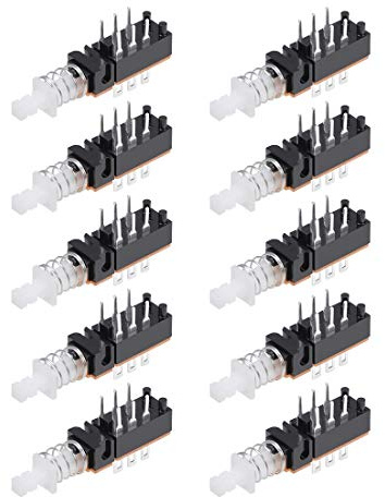 uxcell Push Button Switch, DPDT 6 Pin 1 Position Self-Locking Black 10pcs