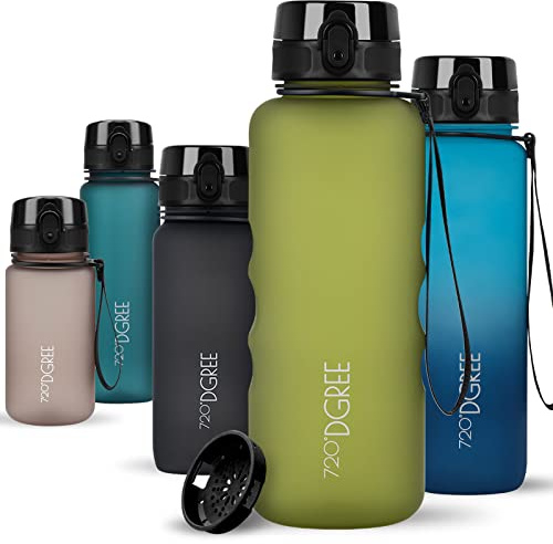 720°DGREE Gourde, Bouteille d’Eau “uberBottle“ +Tamis-Fruits – 350ml, 500ml, 650ml, 1l, 1,5l, 2l - Sans BPA, Étanche, Anti-Fuite, Réutilisable, Légère - Idéal pour École, Sport, Fitness, Gym, Travail