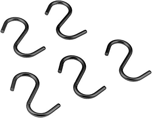 Gedotec S-Haken schwarz für Küchen-Utensilien - Tücher - Kleidung | Universal Haken für 16 mm Rohr-Ø | Metall-Haken für Kleider-Schrank | 5 Stück - Kleiderhaken für Relingstange zum Aufhängen