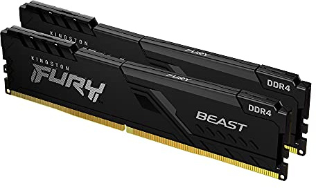 Kingston FURY Beast 32 GB (2 x 16 GB) 3600 MHz DDR4 CL18 Desktop Memory Kit of 2 KF436C18BBK2/32, Black