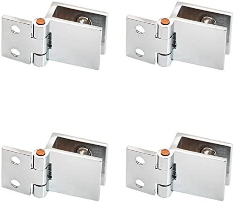 4 Stück Möbel Scharnier Für Glastüren, Clip Clamp Scharnier, Möbelscharnier Für Glastüren Clip, Geeignet für Vitrinen, Glas öffnen und Schließen